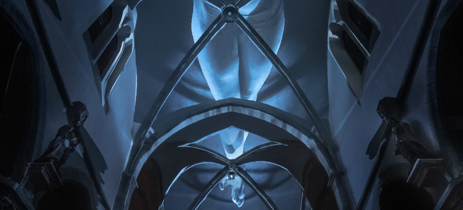 video mapping of female body in church in south of france