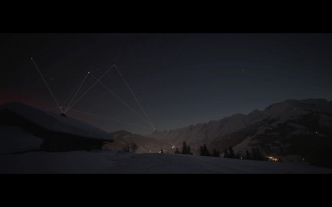 graphisme plexus dans video timelapse montage la clusaz