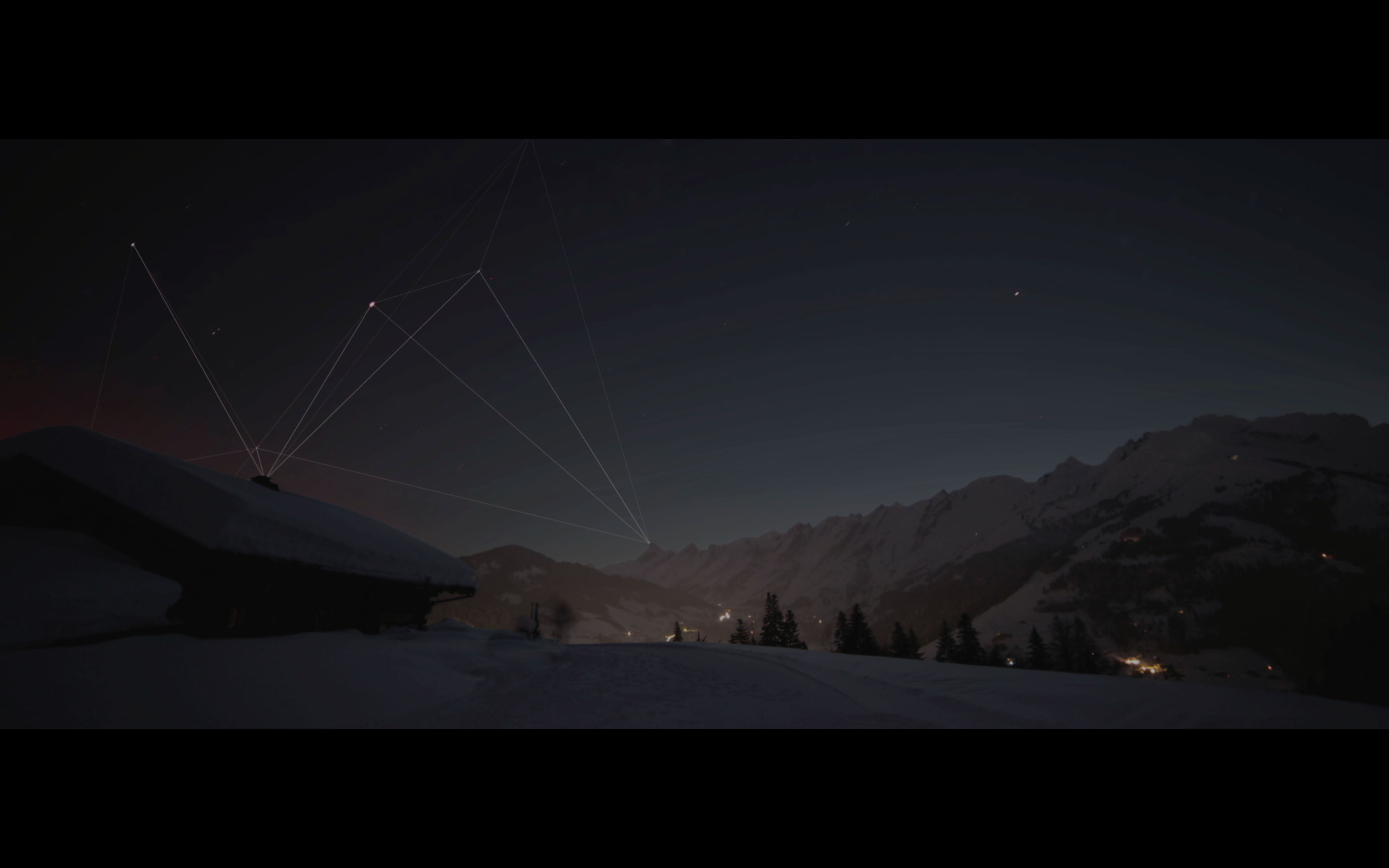 graphisme plexus dans video timelapse montage la clusaz